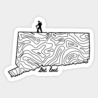 Get Lost Hiking Topographic Art Hike Connecticut State Map Sticker